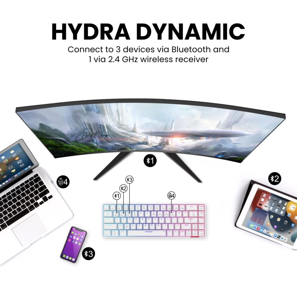 Portronics Hydra 10 Mechanical Wireless Gaming Keyboard with Bluetooth 5.0 & 2.4GHz RGB Keyboard - (Red)