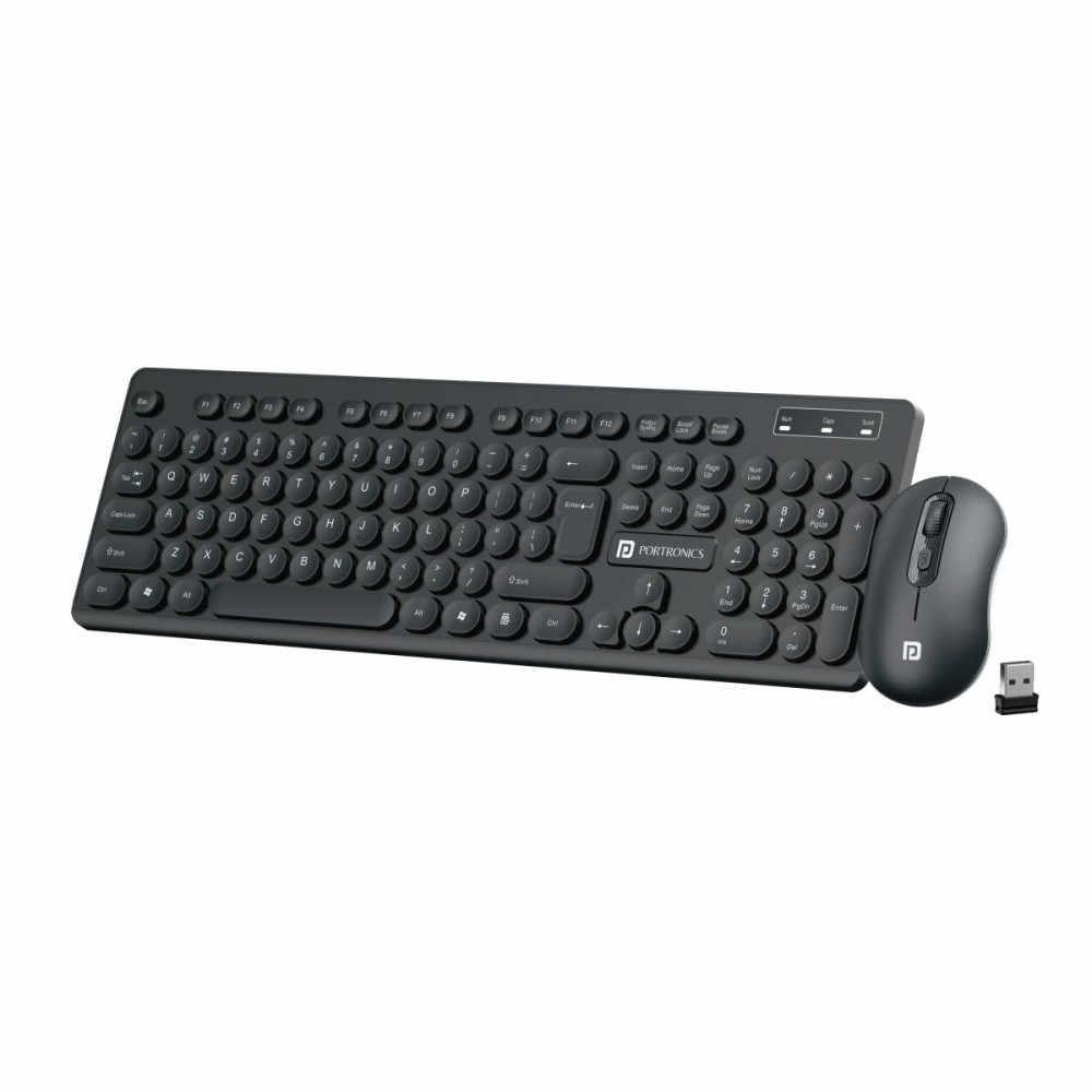 Portronics Key6 Combo Wireless Keyboard & Mouse Set 2.4GHz USB Receiver with Silent Keys, 1600 DPI, Spill Resistant - (Black)