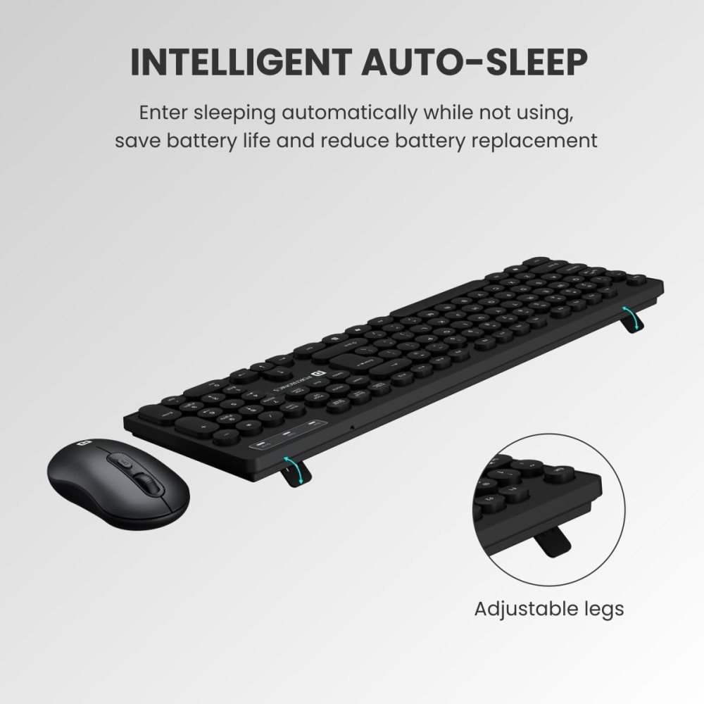 Portronics Key6 Combo Wireless Keyboard & Mouse Set 2.4GHz USB Receiver with Silent Keys, 1600 DPI, Spill Resistant - (Black)