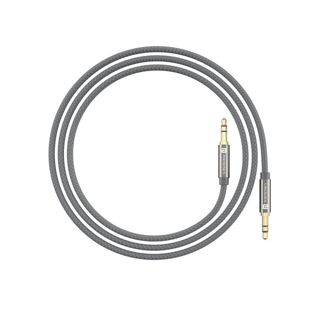 Portronics Konnect Aux 7 3.5mm Male to Male AUX Cable 2 Meter Nylon Braided