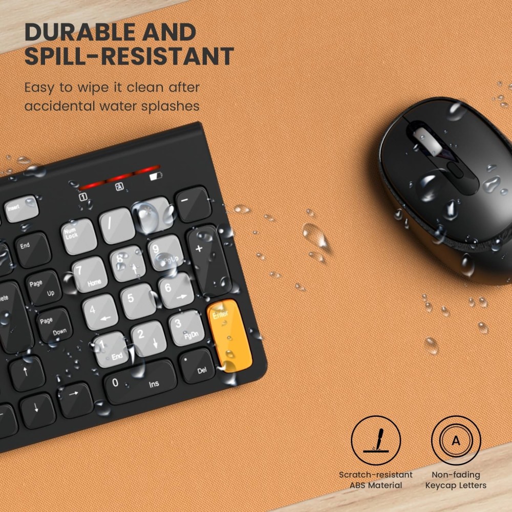 Portronics Key7 Combo Wireless Keyboard & Mouse with Copilot AI, 2.4GHz USB Receiver, 12 Shortcut Keys, 1600 DPI - (Grey & Orange)
