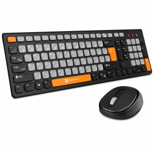 Portronics Key7 Combo Wireless Keyboard & Mouse with Copilot AI, 2.4GHz USB Receiver, 12 Shortcut Keys, 1600 DPI - (Grey & Orange)