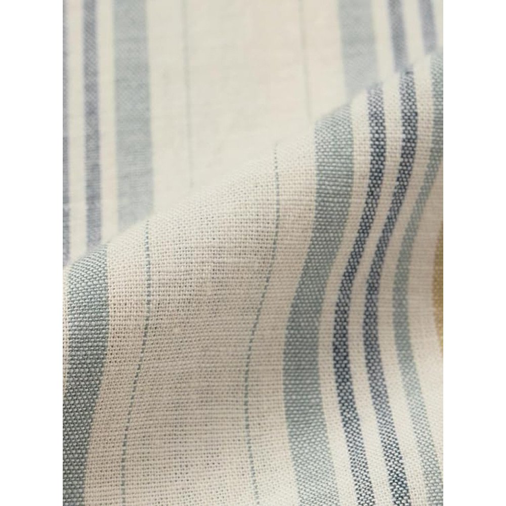 The Souled Store Disney: Angry Donald Men and Boys Long Sleeve Collared Off-White Blue and Mustard Striped Embroidered Lightweight Easy to Style Everyday Office Wear Cotton Linen Relaxed Shir