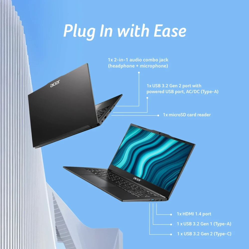 Acer UN.36HSI.002 AMD Ryzen 5 7430U 14 Inches Business Laptop (8GB/512GB SSD/Windows 11 Pro/Black/1.5 Kg)