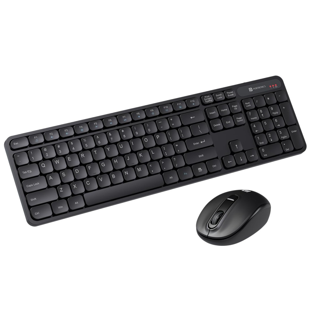 Portronics Key8 Combo Wireless Keyboard & Mouse Set with 2.4GHz USB Receiver, 104 Keys, Multimedia Hotkeys, Adjustable DPI for PC, Laptop & Mac - (Black)