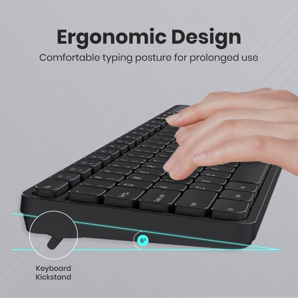 Portronics Key8 Combo Wireless Keyboard & Mouse Set with 2.4GHz USB Receiver, 104 Keys, Multimedia Hotkeys, Adjustable DPI for PC, Laptop & Mac - (Black)