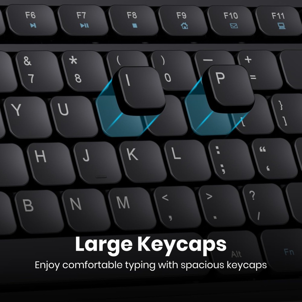 Portronics Key8 Combo Wireless Keyboard & Mouse Set with 2.4GHz USB Receiver, 104 Keys, Multimedia Hotkeys, Adjustable DPI for PC, Laptop & Mac - (Black)