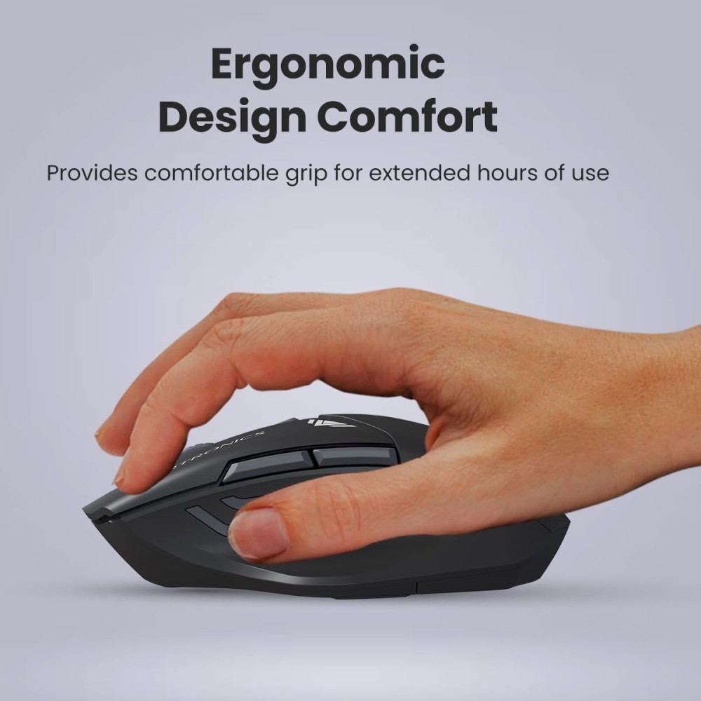 Portronics Key9 Combo Wireless Keyboard & Mouse Set with Ergonomic Mouse, Multimedia Hotkeys, Adjustable DPI, USB Receiver for PC & Laptop - (Black)