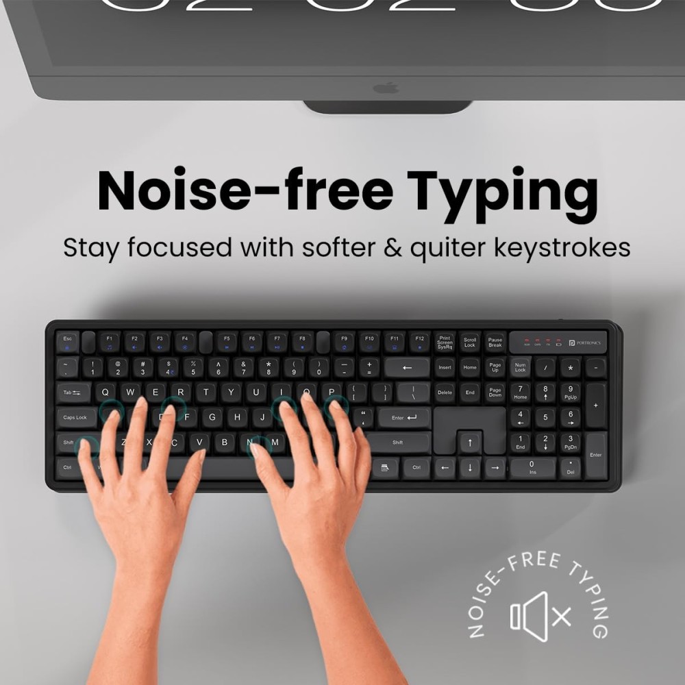 Portronics Key9 Combo Wireless Keyboard & Mouse Set with Ergonomic Mouse, Multimedia Hotkeys, Adjustable DPI, USB Receiver for PC & Laptop - (Black)