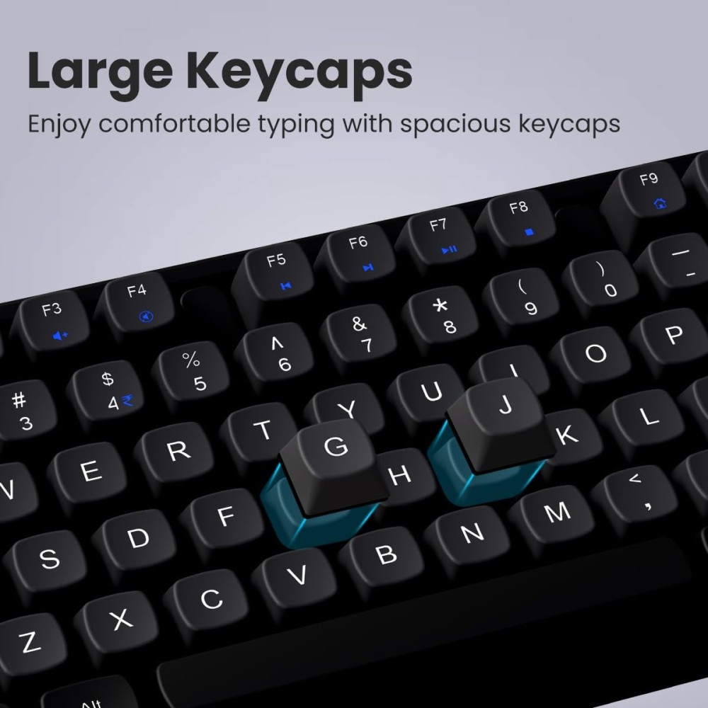 Portronics Key9 Combo Wireless Keyboard & Mouse Set with Ergonomic Mouse, Multimedia Hotkeys, Adjustable DPI, USB Receiver for PC & Laptop - (Black)