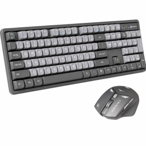 Portronics Key9 Combo Wireless Keyboard & Ergonomic Mouse Set with USB Receiver, Adjustable DPI, Multimedia Hotkeys for PC & Laptop -(Grey)