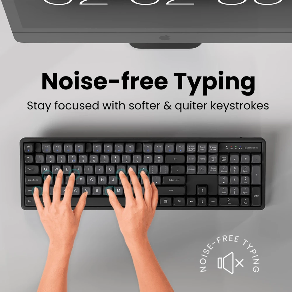 Portronics Key9 Combo Wireless Keyboard & Ergonomic Mouse Set with USB Receiver, Adjustable DPI, Multimedia Hotkeys for PC & Laptop -(Grey)
