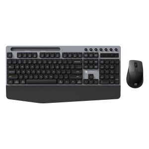 Portronics Key10 Combo Wireless Keyboard & Mouse with Wrist Rest, AI Assistance, USB Receiver, Adjustable DPI for PC & Laptop - (Grey)
