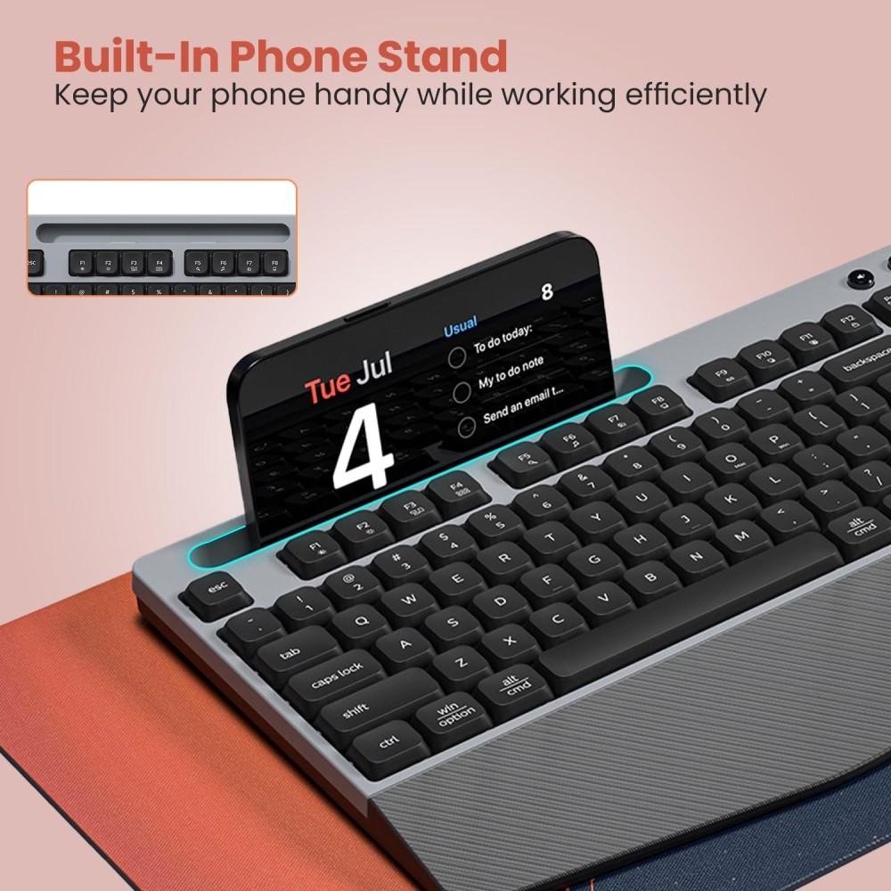 Portronics Key10 Combo Wireless Keyboard & Mouse with Wrist Rest, AI Assistance, USB Receiver, Adjustable DPI for PC & Laptop - (Grey)