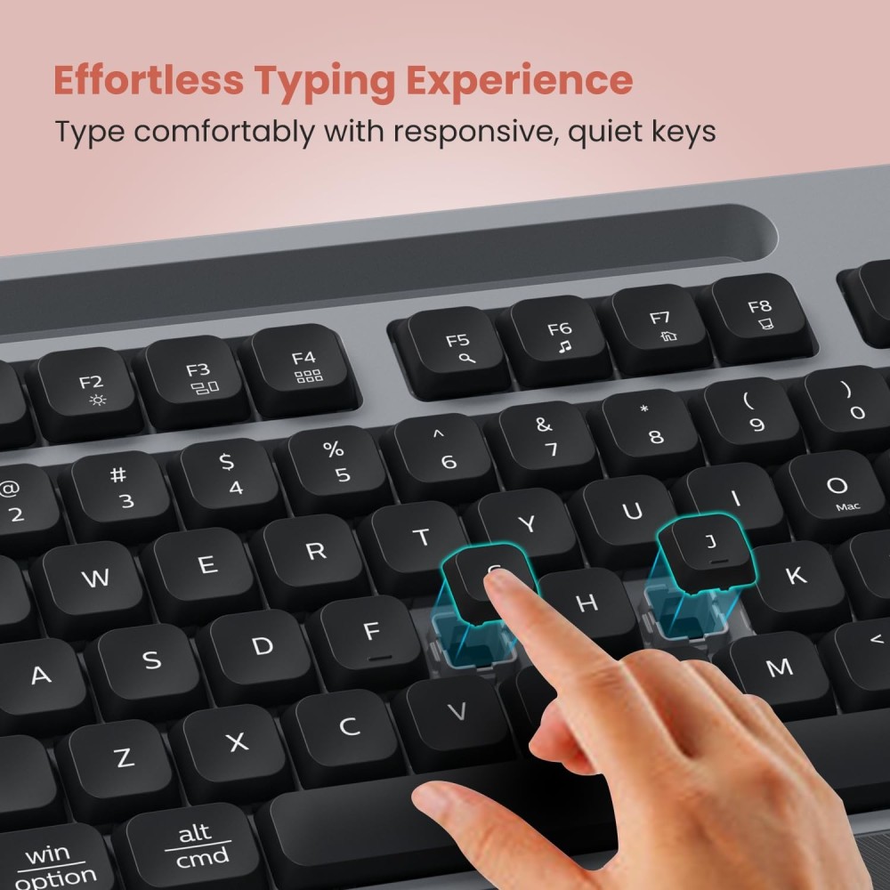 Portronics Key10 Combo Wireless Keyboard & Mouse with Wrist Rest, AI Assistance, USB Receiver, Adjustable DPI for PC & Laptop - (Grey)