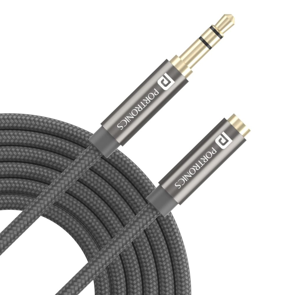 Portronics Konnect AUX 8 Male to Female AUX Extension Cable (2 Meter)