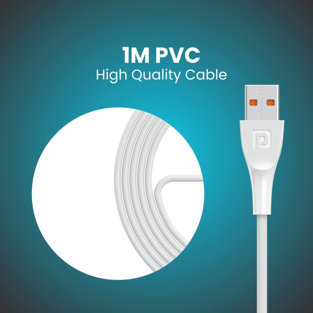 Portronics Konnect Spydr 2 Multi-Functional Charging Cable (Type-C + Micro USB) – White