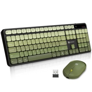 Portronics Key11 Combo Rechargeable Wireless Keyboard & Mouse Set with Bluetooth 5.3 + 2.4GHz, Type-C Fast Charging, Silent Keys, High Precision Mouse - (Green)