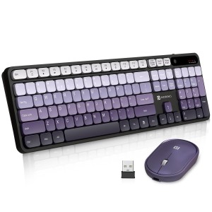 Portronics Key11 Combo Rechargeable Wireless Keyboard & Mouse Set, Bluetooth 5.3 + 2.4GHz, Type-C Fast Charging, Silent Keyboard for PC & Laptop - (Purple)