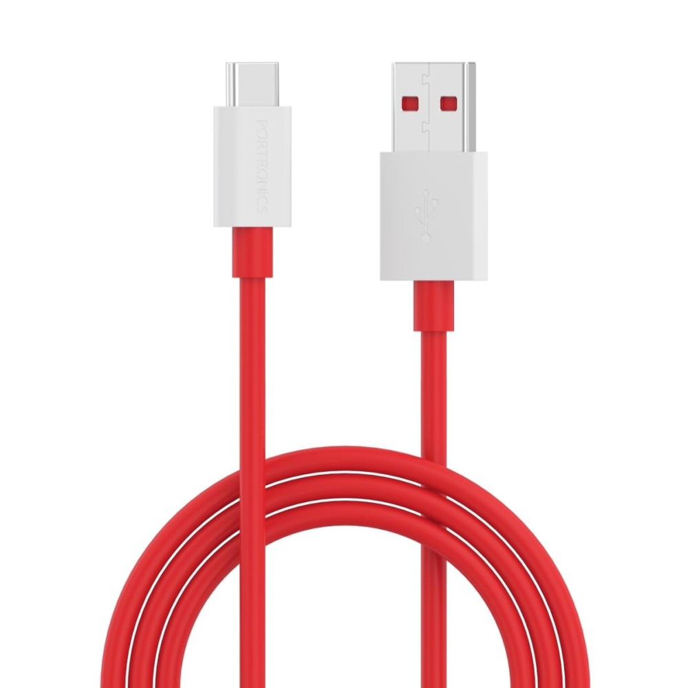 Portronics Konnect Dash Pro 65W USB to Type-C Charging Cable (1 Meter, Red)