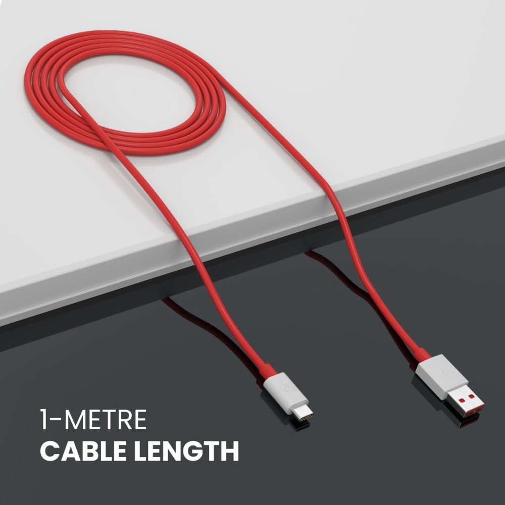 Portronics Konnect Dash Pro 65W USB to Type-C Charging Cable (1 Meter, Red)