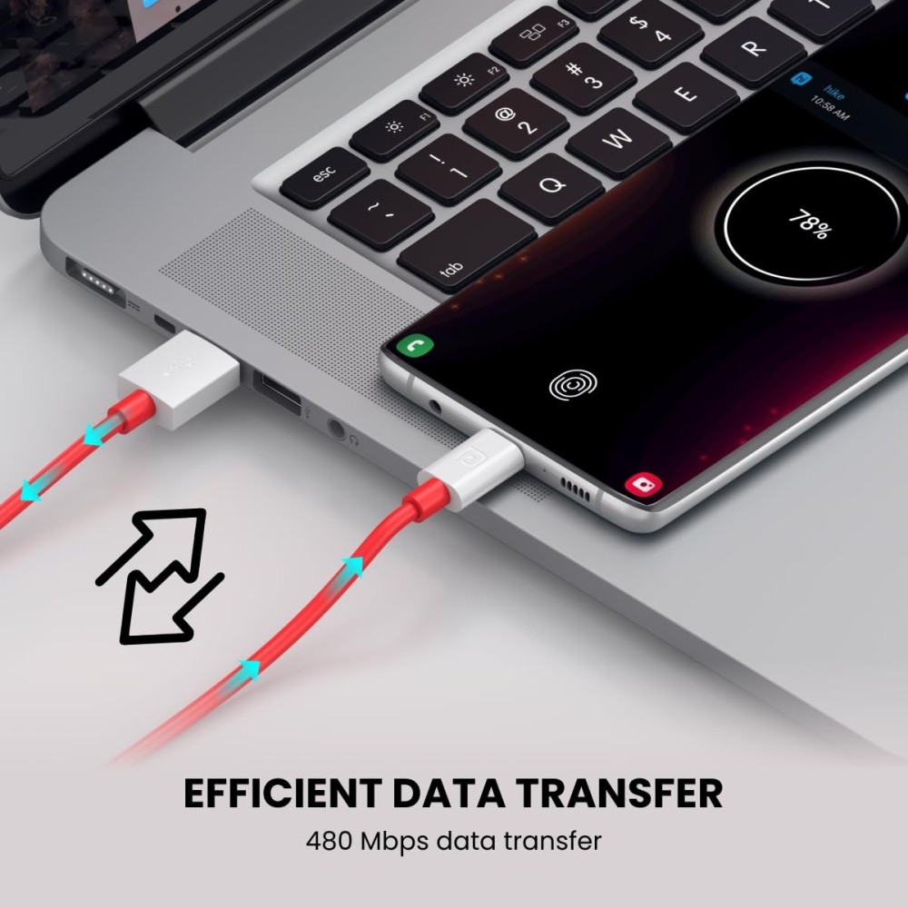 Portronics Konnect Dash Pro 65W USB to Type-C Charging Cable (1 Meter, Red)