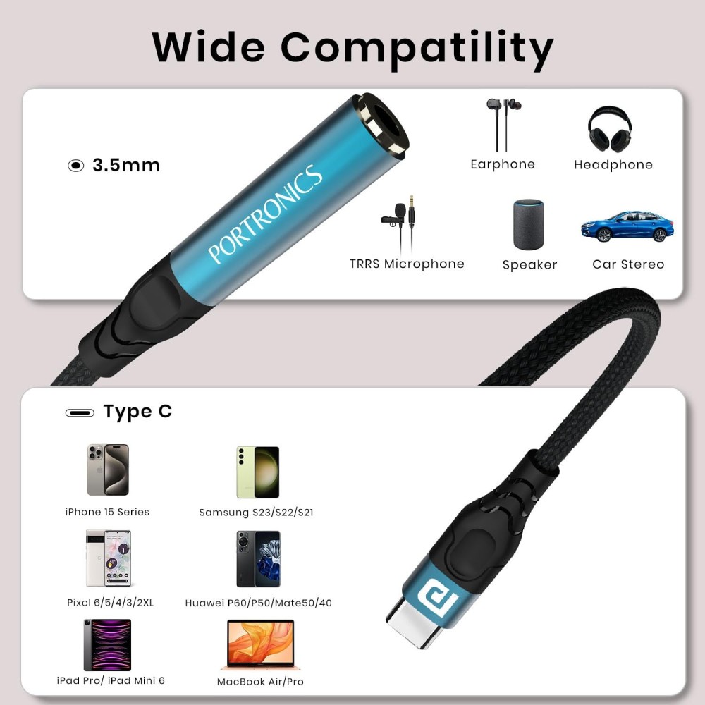 Portronics iKonnect C Pro Type-C to 3.5mm Audio Jack Connector with DAC