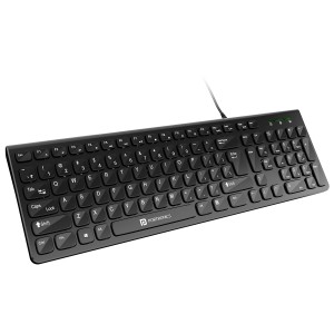 Portronics Ki-Pad 2 USB Wired Keyboard with 104 Keys, Dual Color Chiclet Keys, Noiseless Typing, 1.5m Cable for PC & Laptop - (Black)