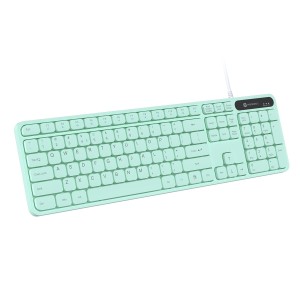 Portronics Ki-Pad 3 USB Wired Keyboard with Large Keycaps, Full-Size Layout, Multimedia Hotkeys, Ergonomic Design for PC, Laptop & Mac - (Green)