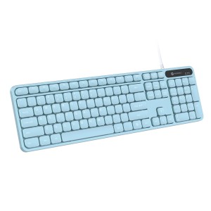 Portronics Ki-Pad 3 USB Wired Keyboard, Large Keycaps, Multimedia Hotkeys, Full-Size Keyboard for Laptop, PC & Mac - (Blue)