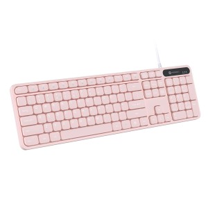 Portronics Ki-Pad 3 USB Wired Keyboard, Large Keycaps, Multimedia Hotkeys, Full-Size Keyboard for Laptop, PC & Mac - (Pink)