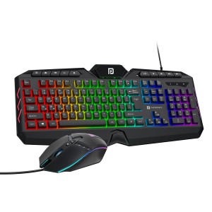 Portronics Ki-Pad 5 Wired Gaming Keyboard & Mouse Combo with RGB Backlight, 7-Button Mouse, 19 Anti-Ghosting Keys for PC & Laptop - (Black)