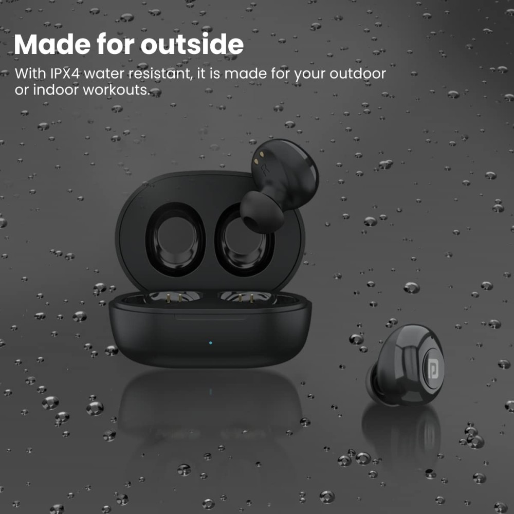 Portronics Harmonics Twins S3 Smart TWS Bluetooth 5.2 Earbuds with 20 Hrs Playtime, 8mm Drivers, Lightweight Design(Black)