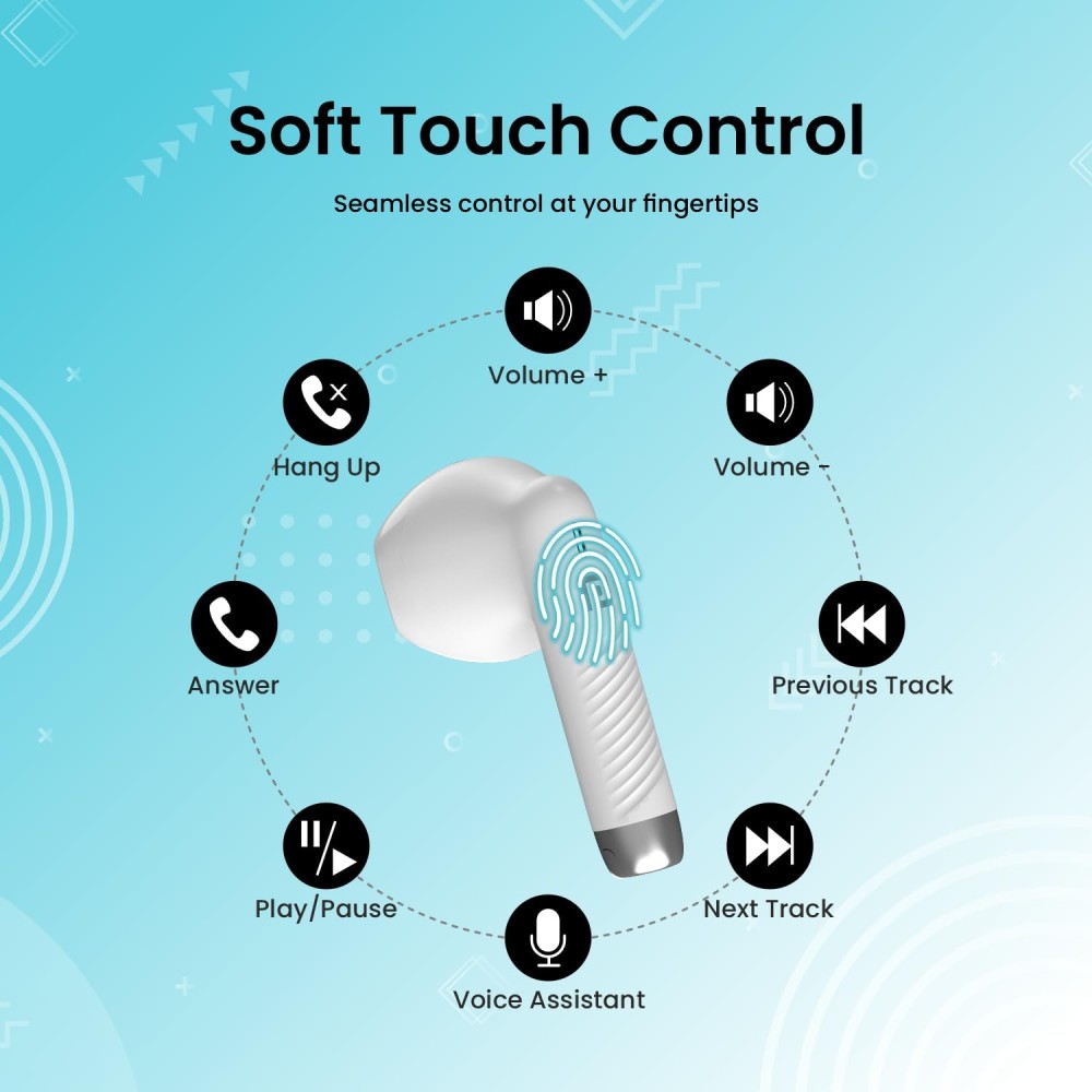 Portronics Harmonics Twins S9 True Wireless in Ear Earbuds with Upto 30H Playtime, Digital Display, 13mm Drivers, Balanced Bass, BT 5.3v, Touch Control, IPX4 Splash Resistant, Rapid Charging(White)