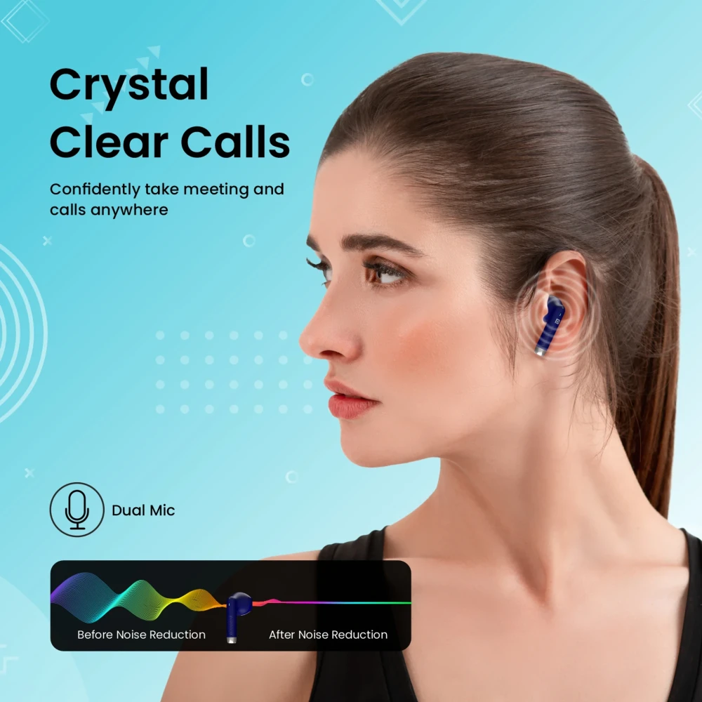 Portronics Harmonics Twins S9 True Wireless in Ear Earbuds with Upto 30H Playtime, Digital Display, 13mm Drivers, Balanced Bass, BT 5.3v, Touch Control, IPX4 Splash Resistant, Rapid Charging(Blue)