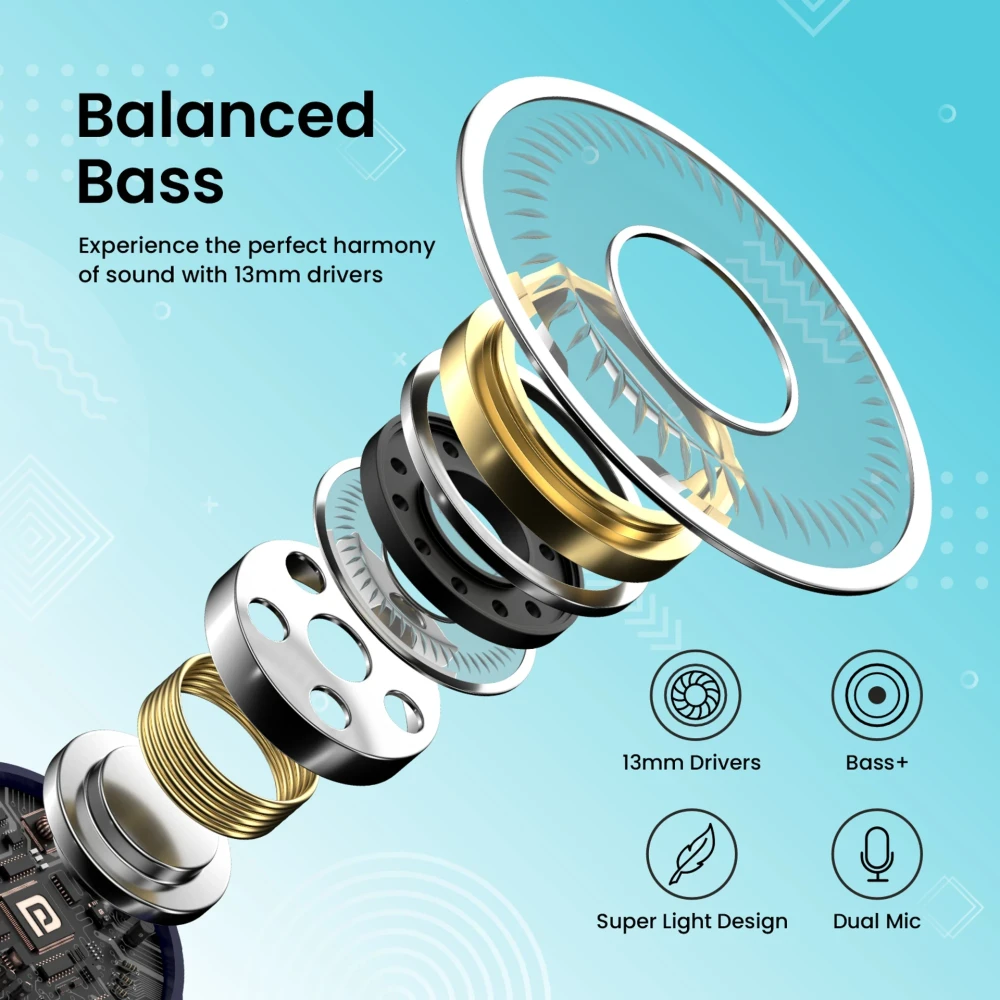Portronics Harmonics Twins S9 True Wireless in Ear Earbuds with Upto 30H Playtime, Digital Display, 13mm Drivers, Balanced Bass, BT 5.3v, Touch Control, IPX4 Splash Resistant, Rapid Charging(Blue)