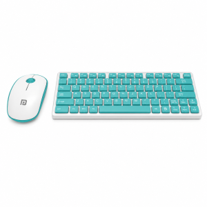 Portronics Key2 Combo Wireless Keyboard & Mouse Set with 2.4GHz USB Receiver, Silent Keys, 1200 DPI Optical Mouse, Multimedia Keys for PC & Laptop - (White & Green)