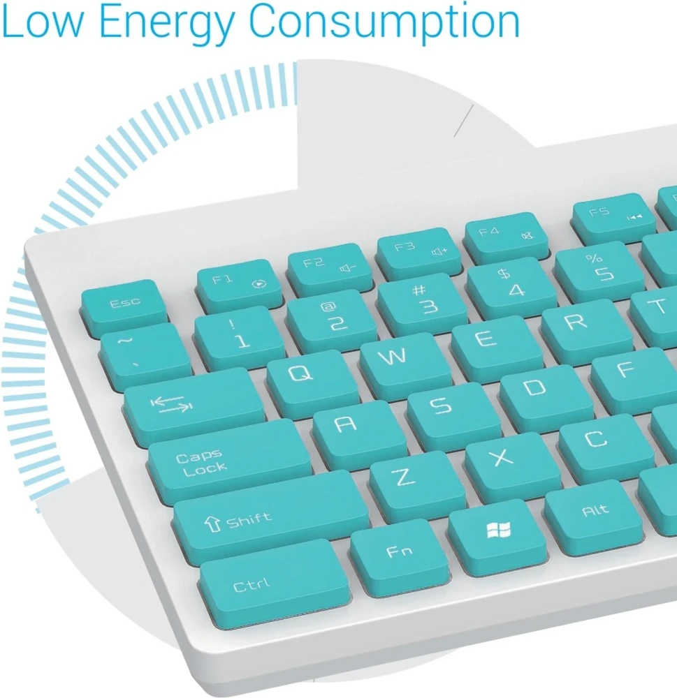 Portronics Key2 Combo Wireless Keyboard & Mouse Set with 2.4GHz USB Receiver, Silent Keys, 1200 DPI Optical Mouse, Multimedia Keys for PC & Laptop - (White & Green)
