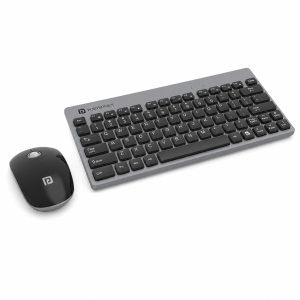 Portronics Key2 Combo Wireless Keyboard & Mouse Set with 2.4GHz USB Receiver, Silent Keys, 1200 DPI Optical Mouse, Multimedia Keys for PC & Laptop - (Grey)