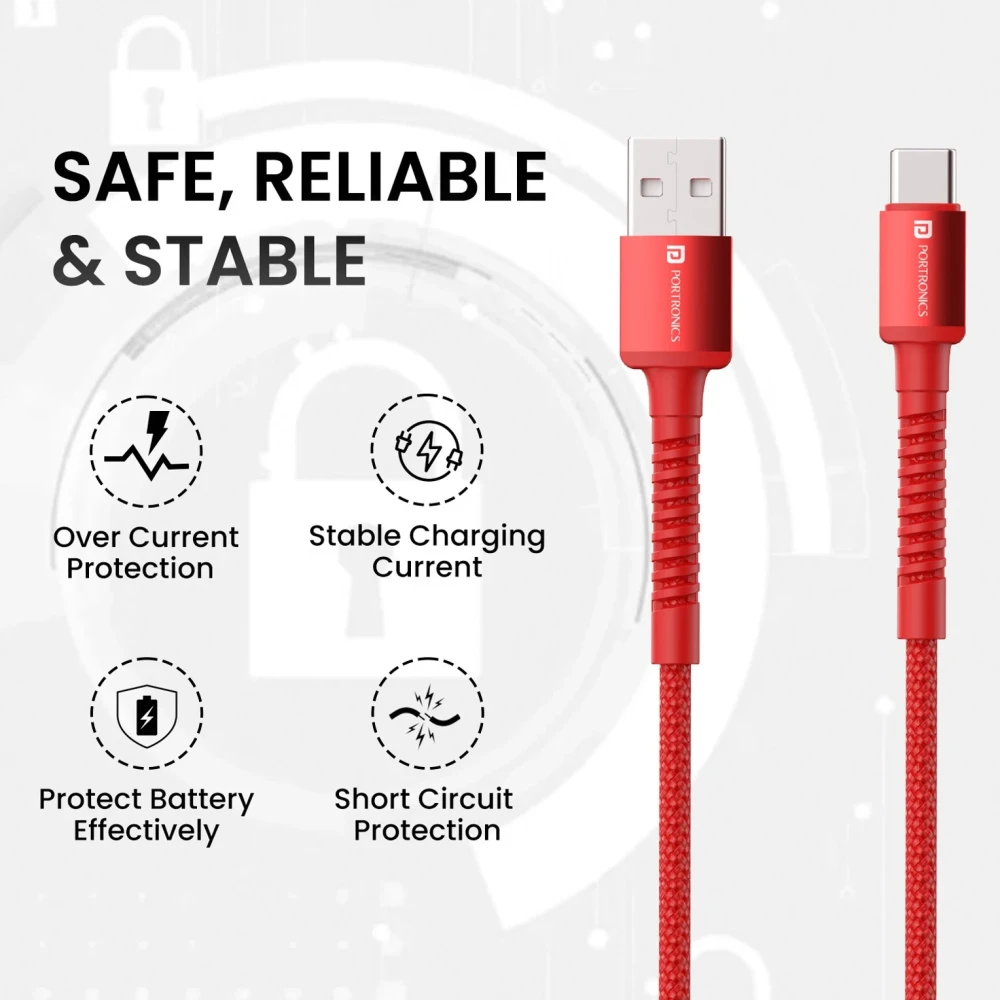 Portronics Konnect X USB Type-A to USB Type-C Cable (1 Meter, 6A)