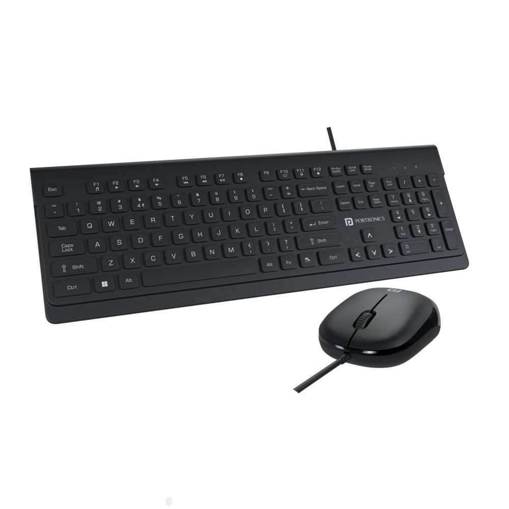 Portronics Keytonic Wired Keyboard & Mouse Ct Keys, High-Precision Mouse for PC & Laptop - (Black)