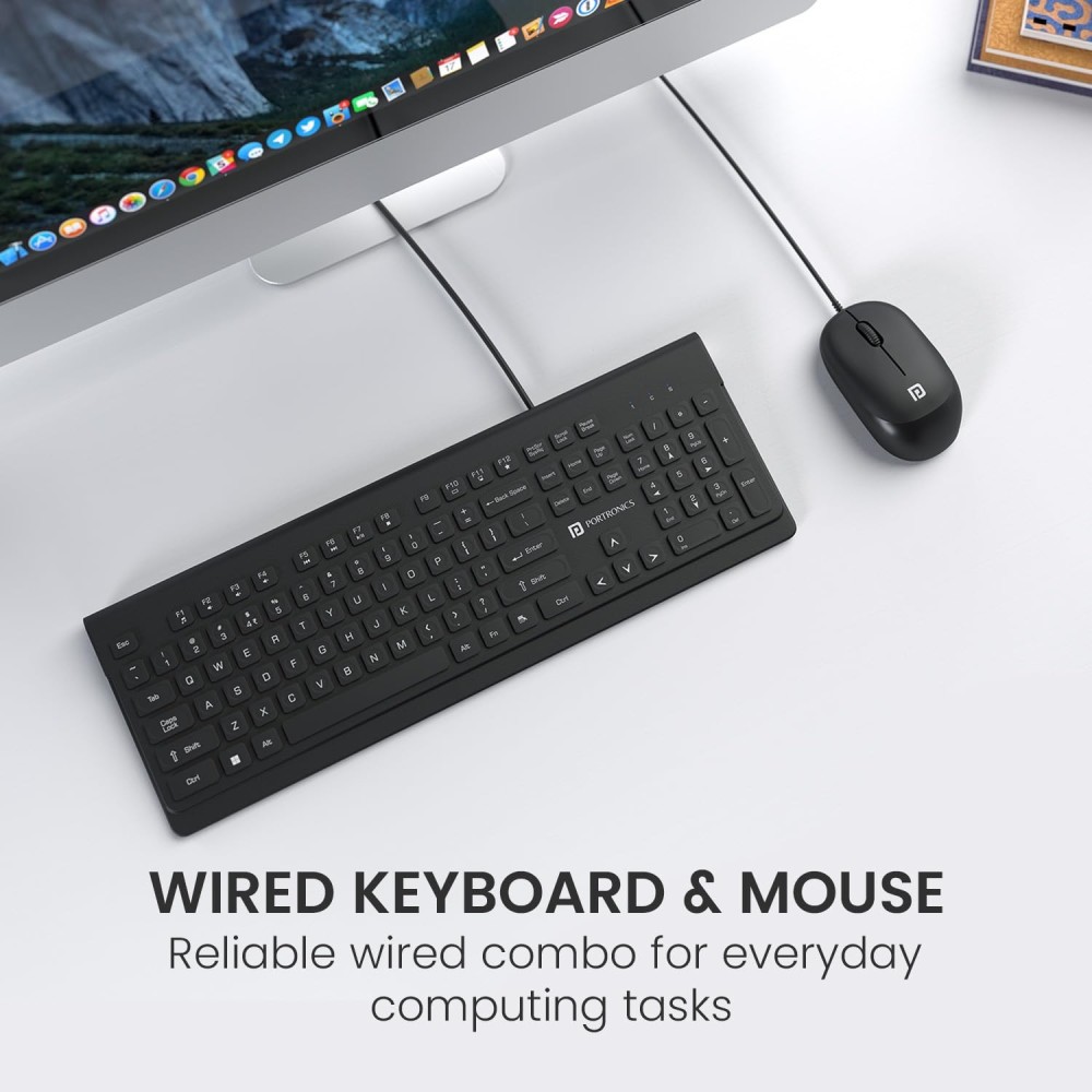 Portronics Keytonic Wired Keyboard & Mouse Ct Keys, High-Precision Mouse for PC & Laptop - (Black)