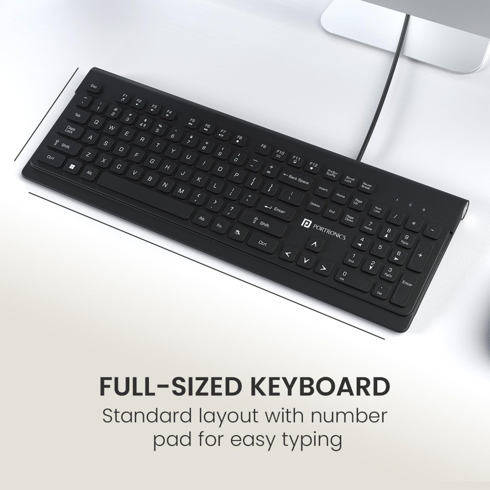 Portronics Keytonic Wired Keyboard & Mouse Ct Keys, High-Precision Mouse for PC & Laptop - (Black)