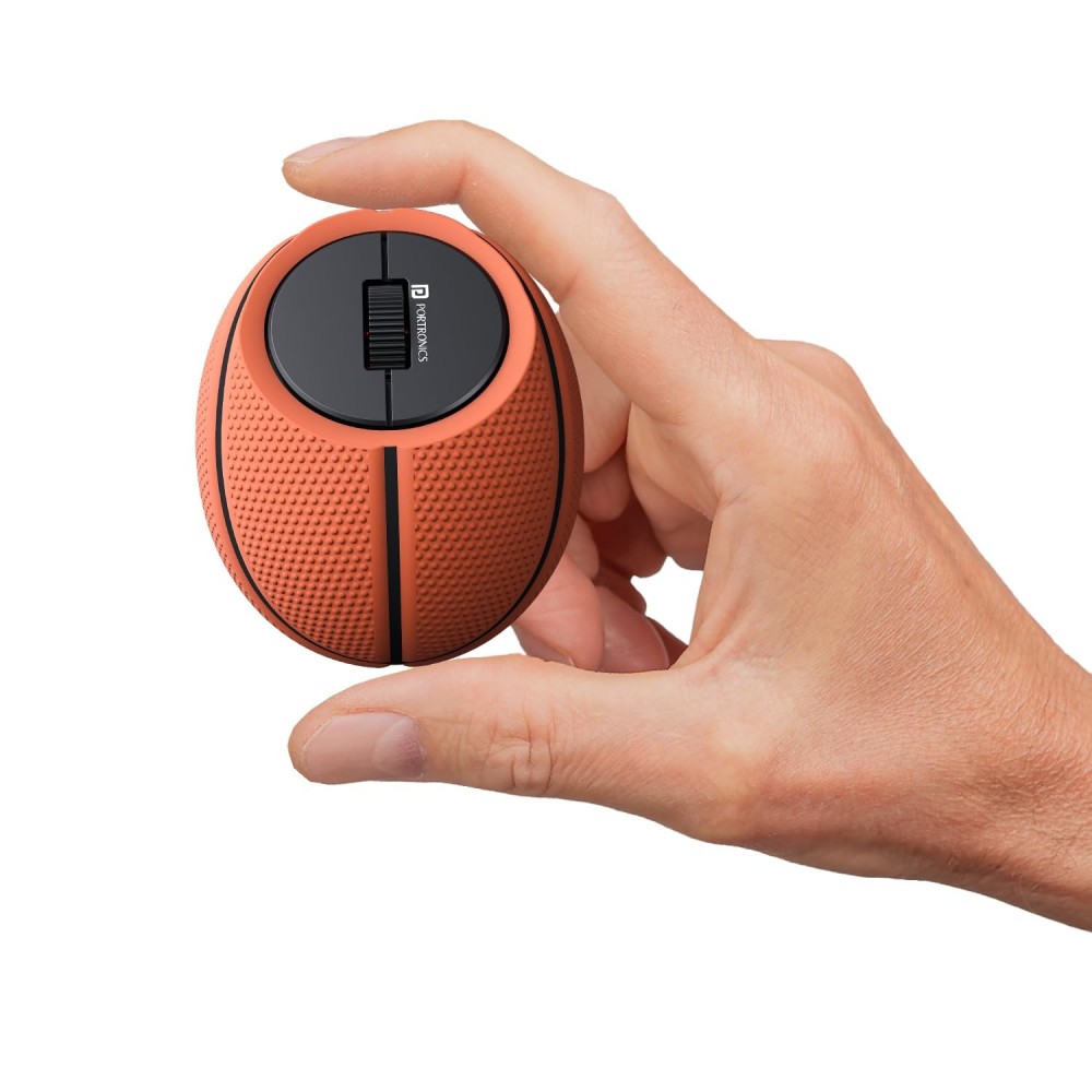 Portronics ToadPlay Basketball Mini Wireless Bluetooth Mouse with Dual Mode (BT + 2.4GHz), Rechargeable, Silent Click, Multi-Device, Adjustable DPI - (Brown)