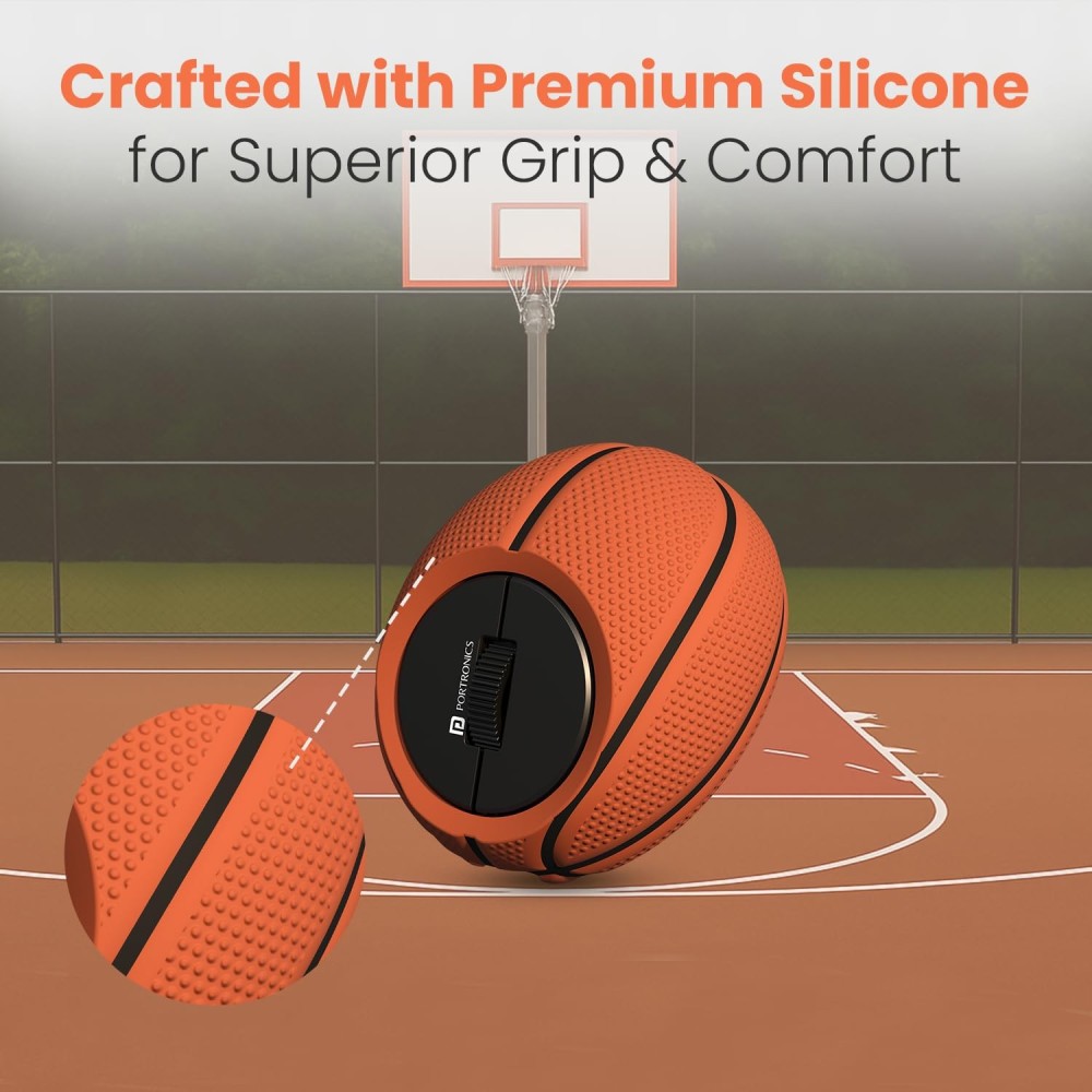 Portronics ToadPlay Basketball Mini Wireless Bluetooth Mouse with Dual Mode (BT + 2.4GHz), Rechargeable, Silent Click, Multi-Device, Adjustable DPI - (Brown)