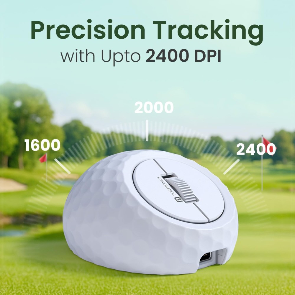 Portronics ToadPlay Golf Mini Wireless Bluetooth Mouse with Dual BT + 2.4GHz, Rechargeable, Silent Clicks, Adjustable DPI - (White)