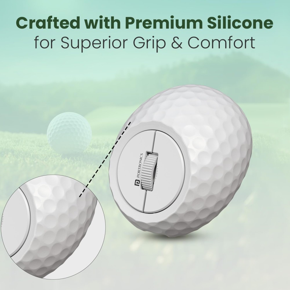 Portronics ToadPlay Golf Mini Wireless Bluetooth Mouse with Dual BT + 2.4GHz, Rechargeable, Silent Clicks, Adjustable DPI - (White)