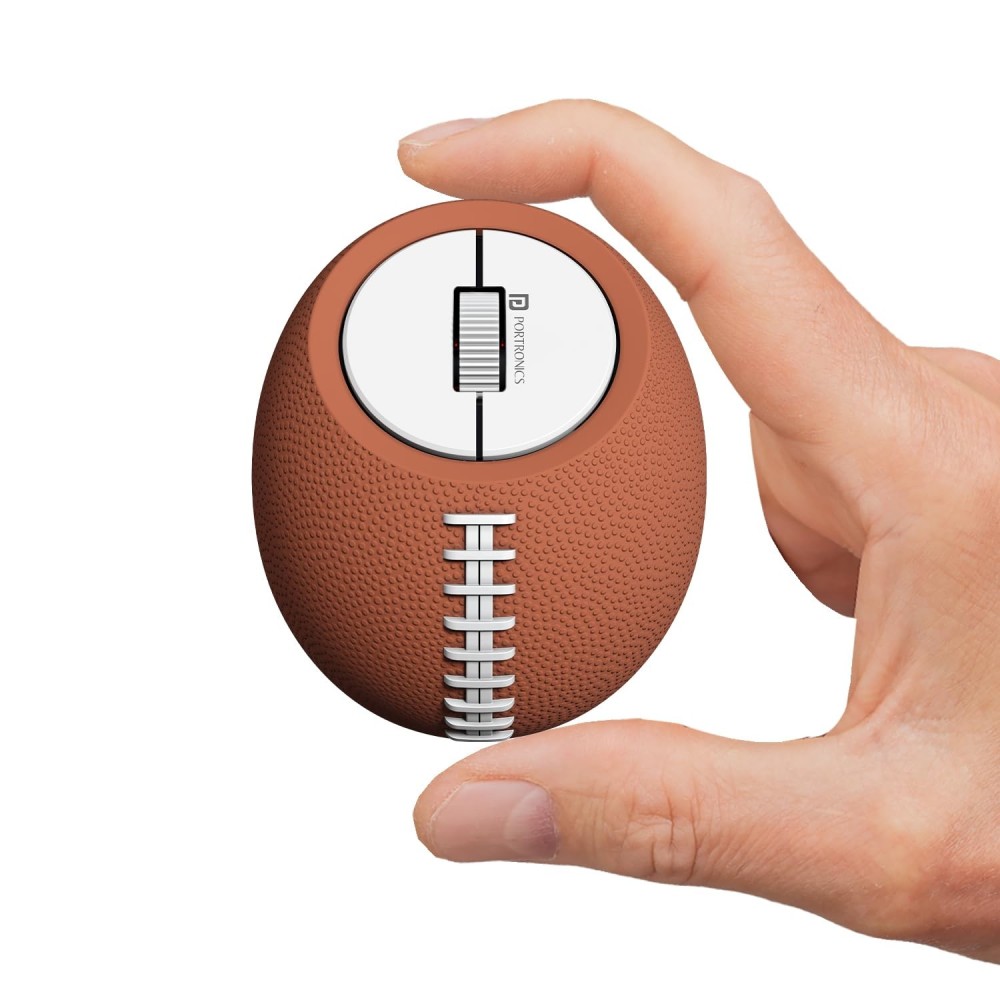 Portronics ToadPlay Rugby Mini Wireless Bluetooth Mouse with Dual BT + 2.4GHz, Rechargeable, Silent Clicks - (Brown)