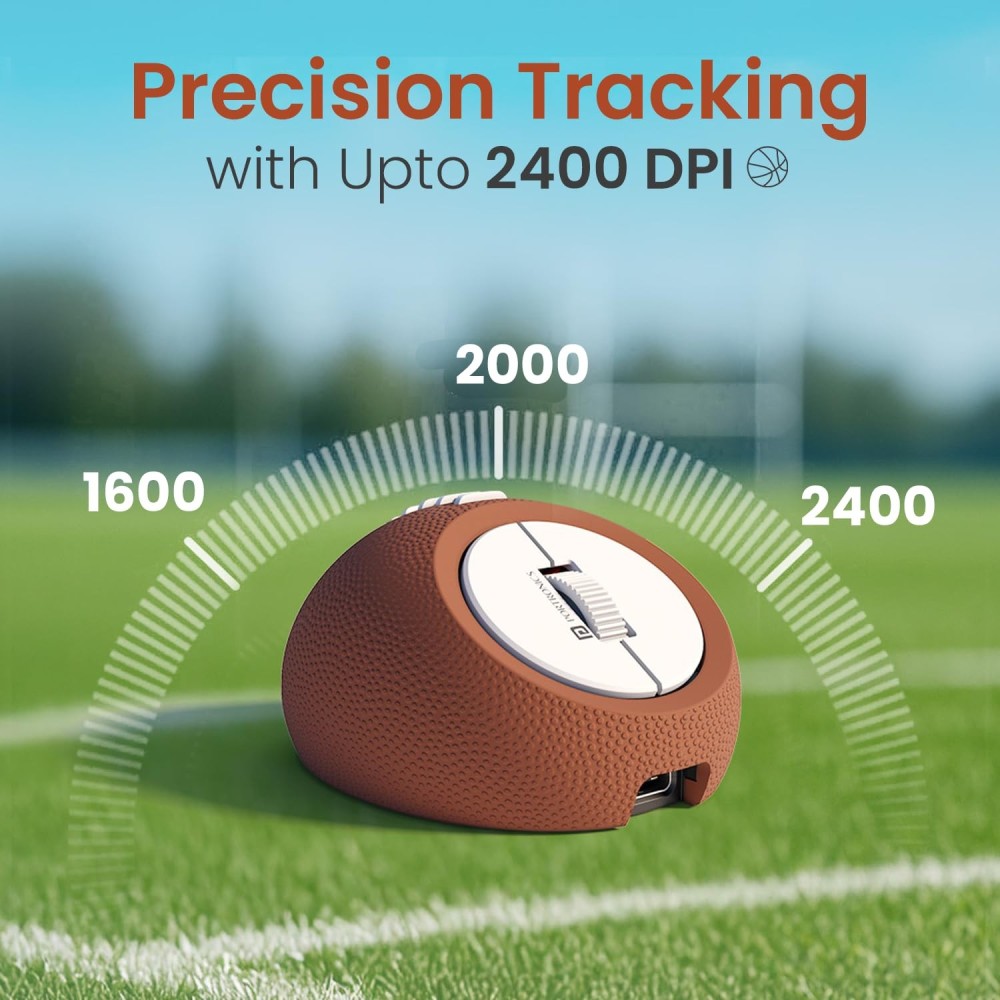 Portronics ToadPlay Rugby Mini Wireless Bluetooth Mouse with Dual BT + 2.4GHz, Rechargeable, Silent Clicks - (Brown)