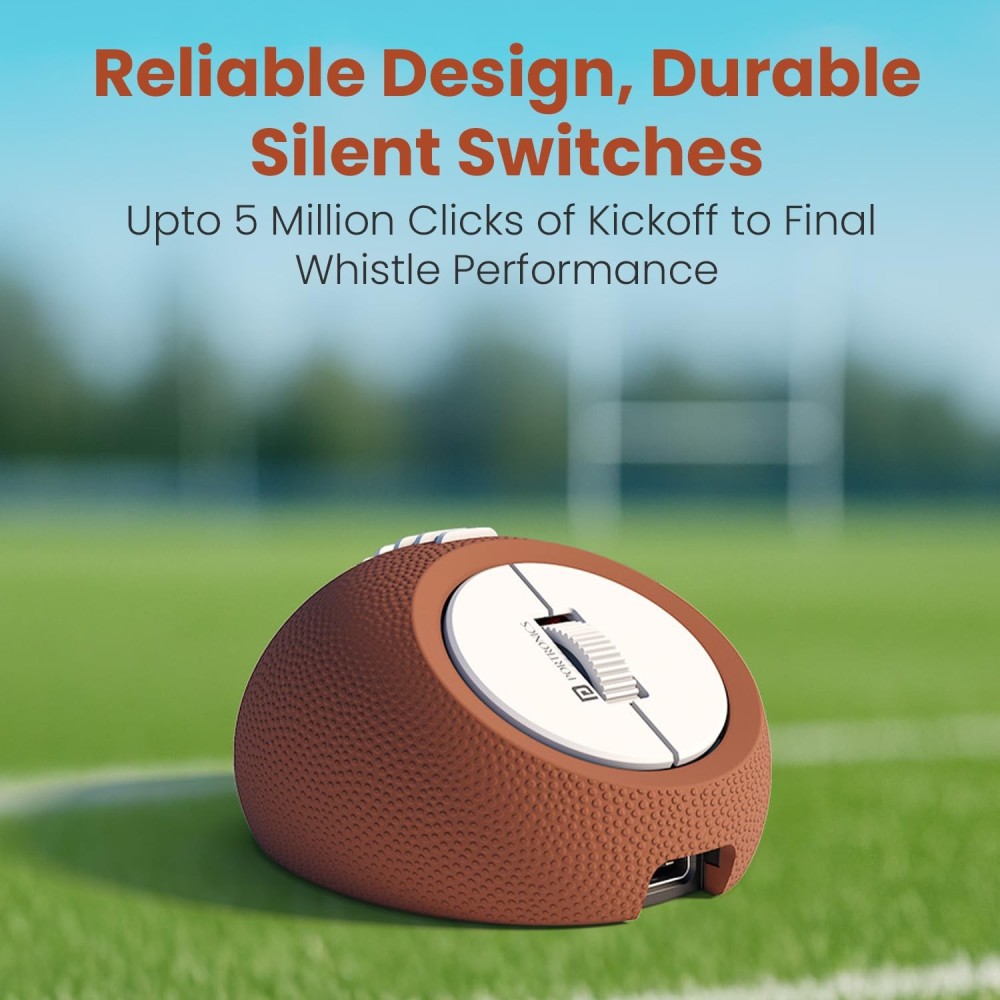 Portronics ToadPlay Rugby Mini Wireless Bluetooth Mouse with Dual BT + 2.4GHz, Rechargeable, Silent Clicks - (Brown)